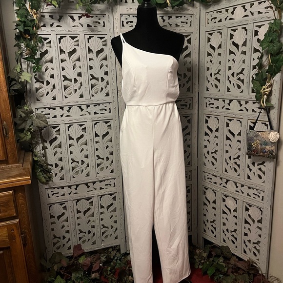 Crystal Sky Pants - CRYSTAL SKY SENSATIONELL TRUE WHITE ONE SHOULDER STRETCHY JUMPSUIT